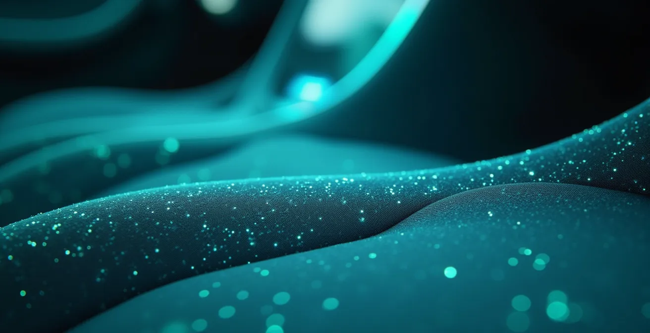 Interior of autonomous vehicle with calming ambient light patterns indicating system status