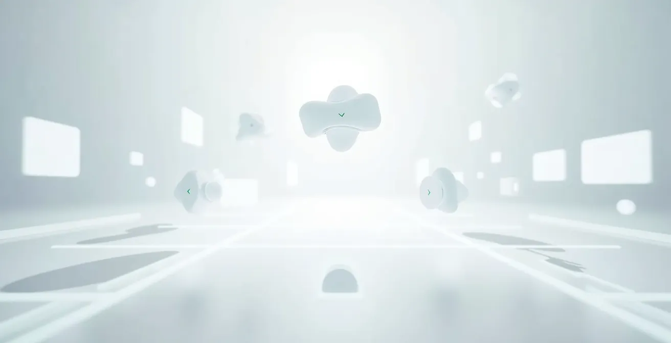 Futuristic visualization of voice and VR shopping interfaces merging into unified experience