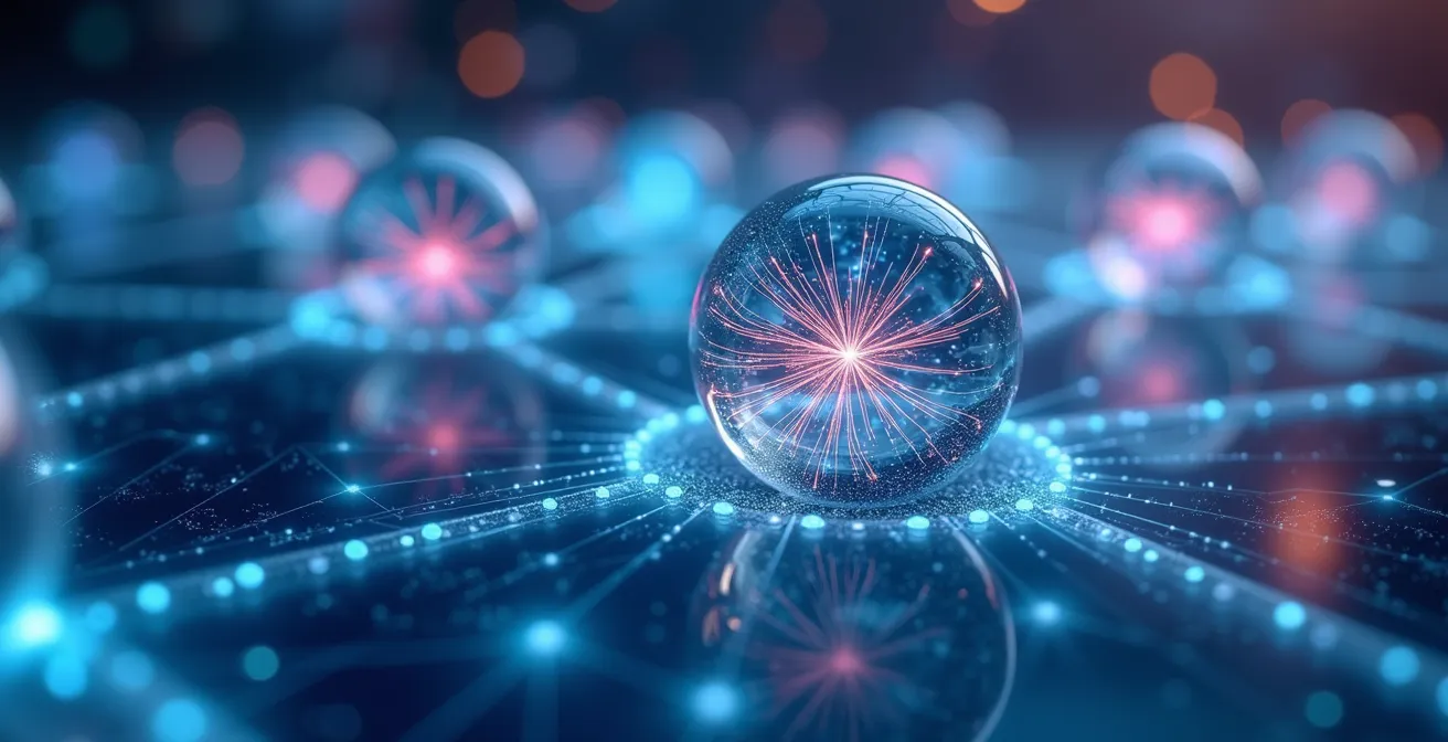 Abstract visualization of federated learning with decentralized data nodes protecting citizen privacy