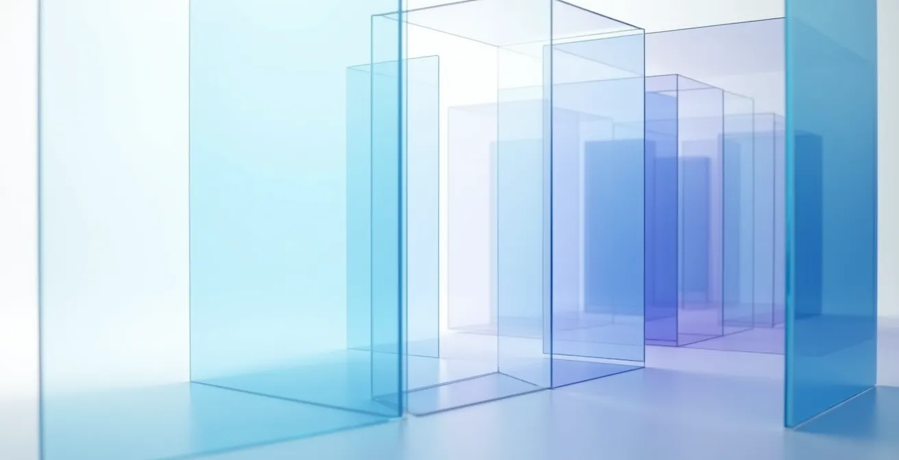 Minimalist architectural visualization of layered security systems