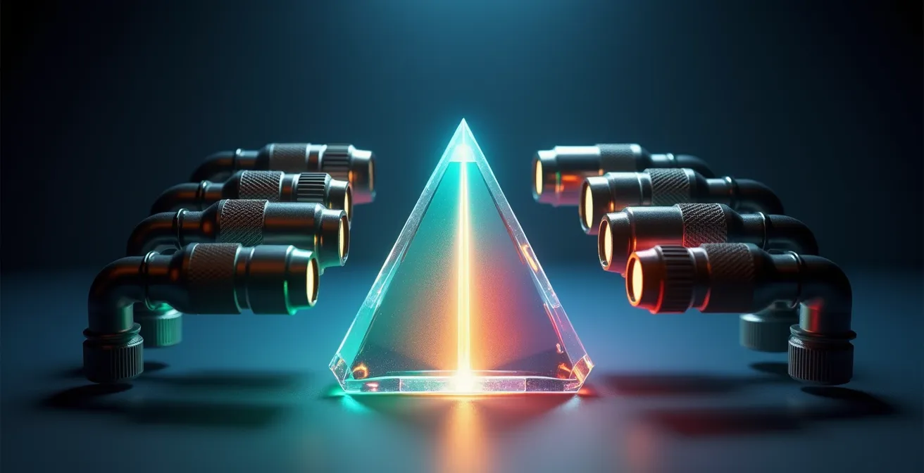 Visual representation of diverse machine data being unified through semantic mapping