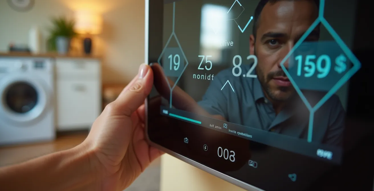 Home energy monitoring device displaying power consumption patterns of household appliances