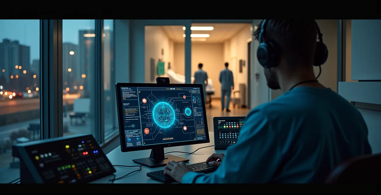 Hospital facility with integrated microgrid system maintaining power during main grid outage