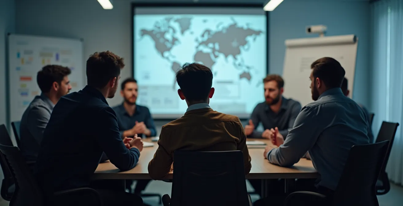 IT security team coordinating ransomware response in command center
