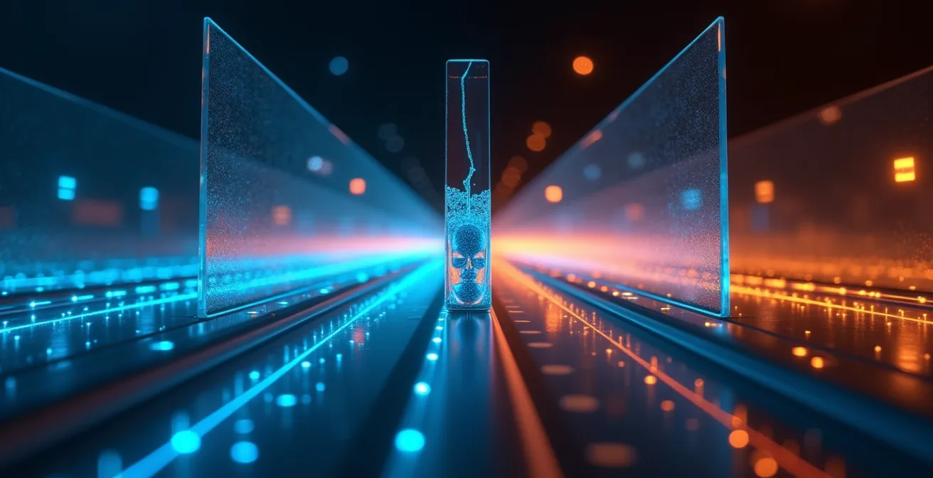 Abstract visualization of network segmentation protecting smart home devices