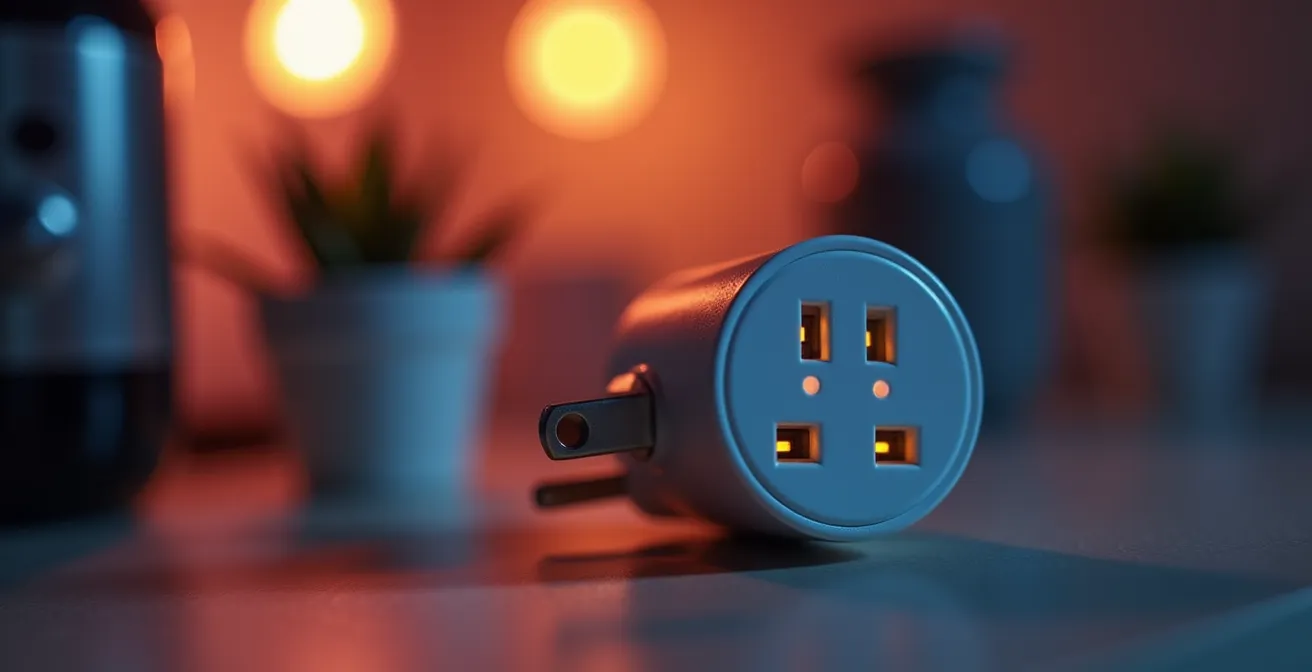 Smart plugs connected to home appliances with visual representation of automated energy cost optimization